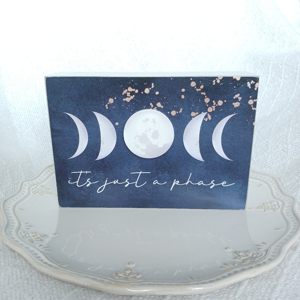 "it's just a phase" Moon Wooden Sign